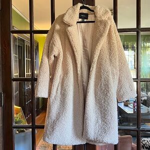 Forever 21 Baby Pink Teddy Bear Trench Coat